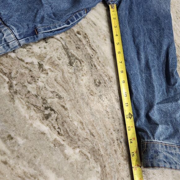 Future Collective Kahlana Barfield Brown Women's Asymmetrical Jean Jacket MED - Picture 9 of 12